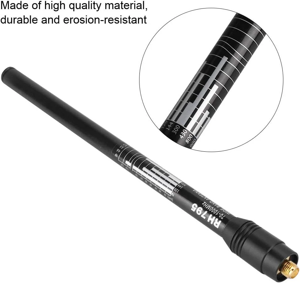 آنتن تلسکوپی Vikye RH795، انتقال سیگنال پایدار 70-1000 مگاهرتز .10 وات SMA-J HT/اسکنر