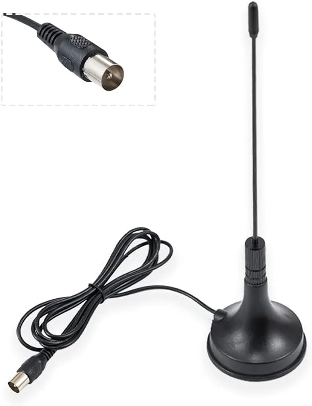 آنتن HDTV مدل Vecys DVB-T، آنتن FM UKW، آداپتور پلاگ تلویزیون دیجیتال 5 dBi VHF/UHF، آنتن مینی تلویزیون با پایه مغناطیسی و کابل 1.5 متری، سازگار با رادیو FM، DVB-T2، DAB، HDTV، DTMB