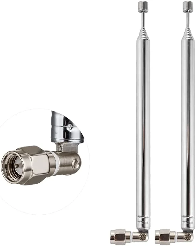 آنتن تلسکوپی رادیویی 8 قسمتی Vecys با کانکتور SMA جایگزین 735 سانتی متر برای گیرنده رادیو استریو AM/FM (بسته 2 عددی)