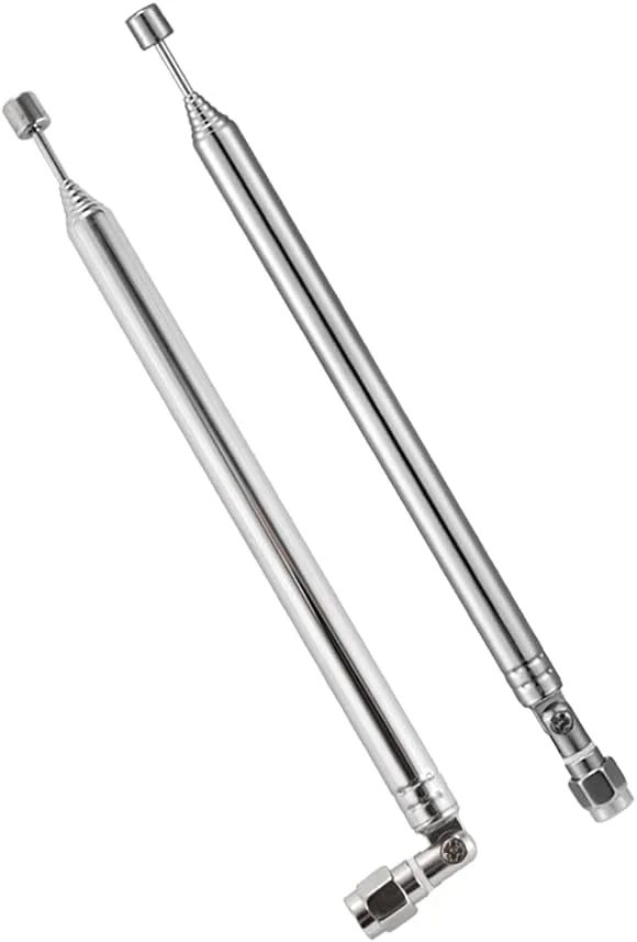 آنتن تلسکوپی رادیویی 8 قسمتی Vecys با کانکتور SMA جایگزین 735 سانتی متر برای گیرنده رادیو استریو AM/FM (بسته 2 عددی)