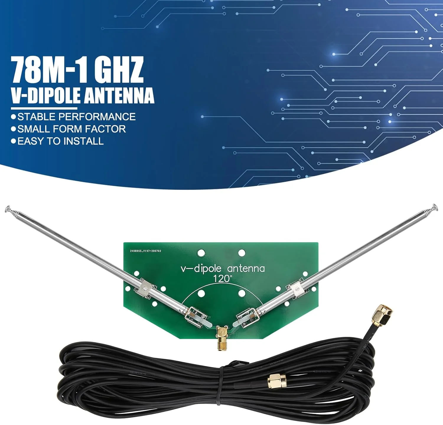 آنتن V-Dipole فرکانس ارتباط رادیویی 78M-1GHz آنتن جایگزین رادیویی جهانی گیرنده داخلی