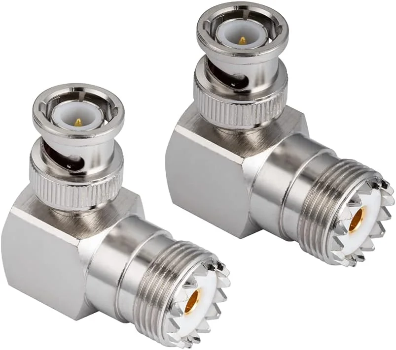 آداپتور رادیو CB وکیس، SO239 UHF مادگی به BNC نری، آداپتور آنتن زاویه راست برای آنتن CB، رادیو آماتور، رادیو دستی، رادیو دو طرفه، کابل کواکسیال SO 239 (2 عدد)