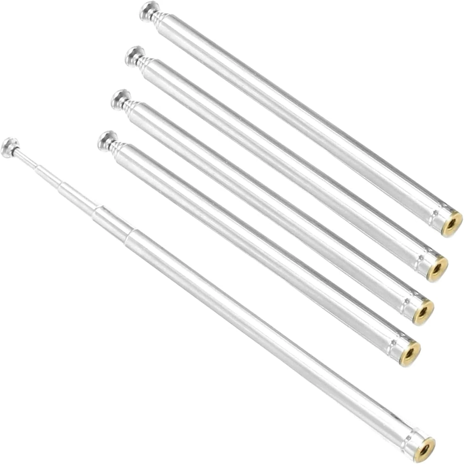 آنتن تلسکوپی 5 قسمتی uxcell sourcing map، طول 310 میلی متر (12 اینچ) برای رادیو AM FM، 5 عدد آنتن مخابراتی برای سینمای خانگی، رنگ نقره ای