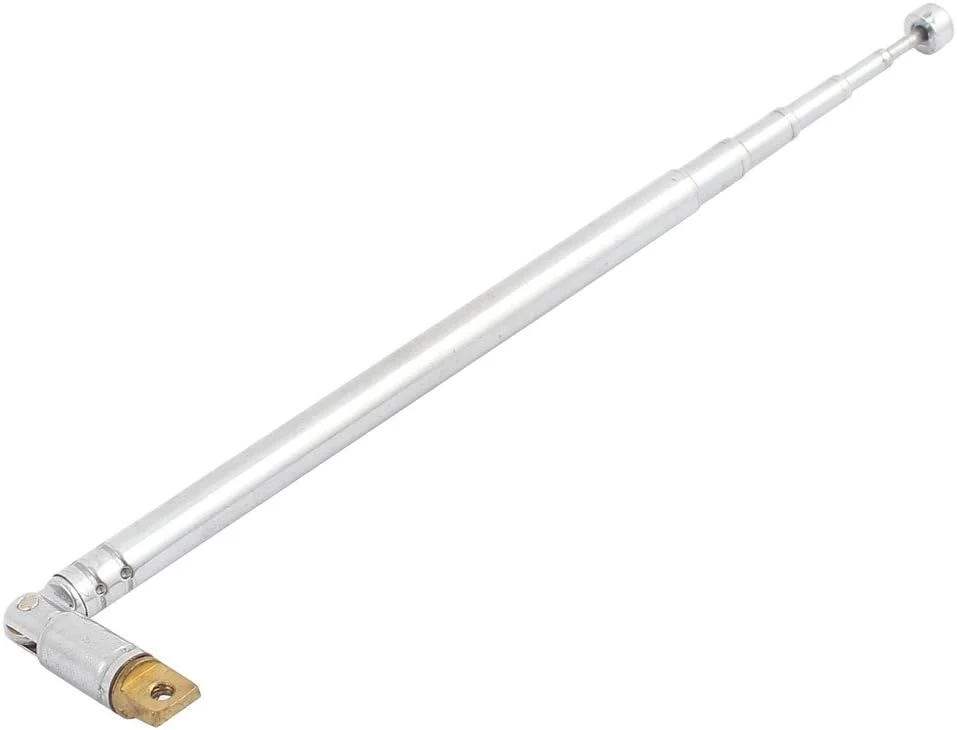 آنتن تلسکوپی 6 قسمتی رادیو FM و تلویزیون uxcell sourcing map، فلزی، نقره‌ای، طول 48.3 سانتی‌متر