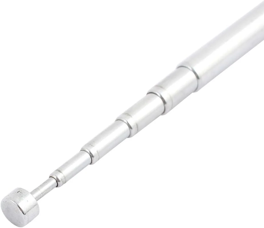 آنتن تلسکوپی 6 قسمتی رادیو FM و تلویزیون uxcell sourcing map، فلزی، نقره‌ای، طول 48.3 سانتی‌متر