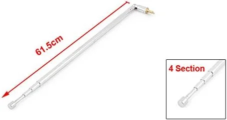 آنتن تلسکوپی رادیویی تلویزیون 4 قسمتی uxcell، طول 61.5 سانتی متر، نقره ای