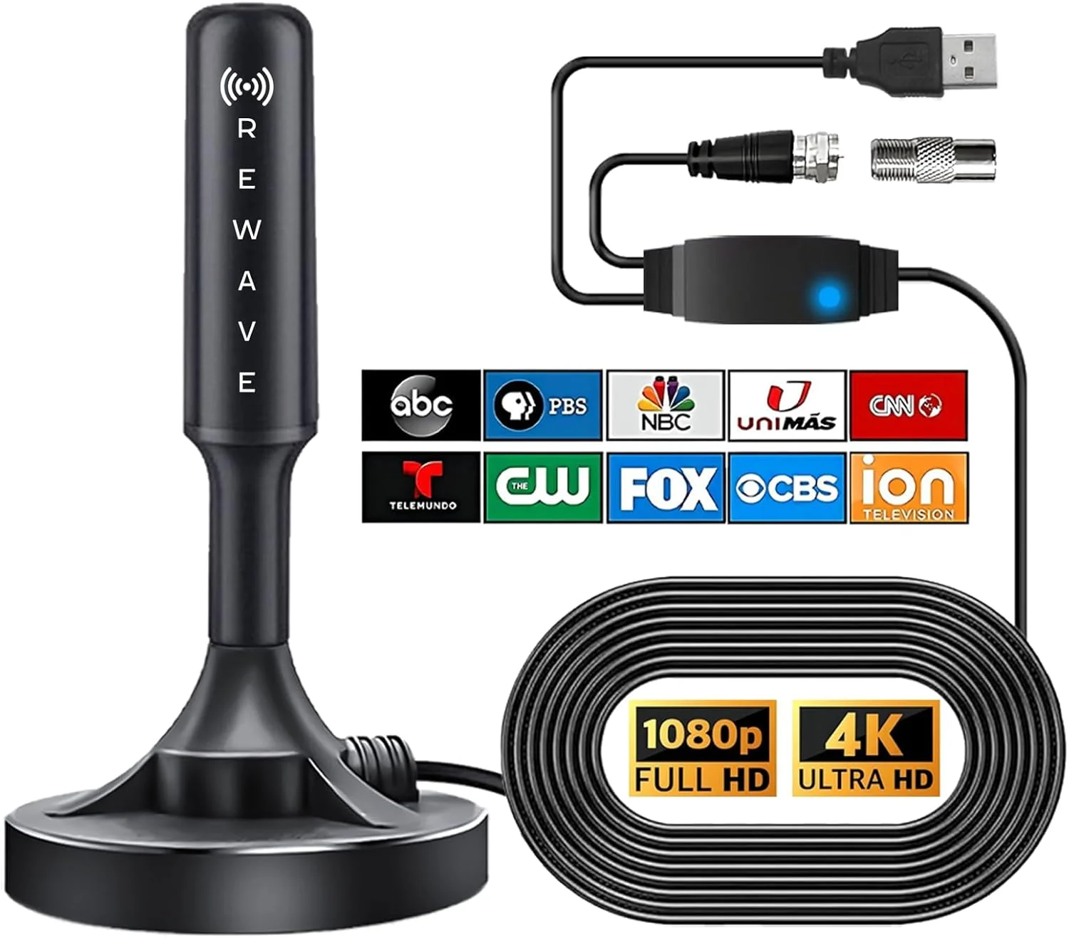 آنتن نسخه ارتقا یافته Rewave، آنتن تقویت شده تلویزیون Rewave، پوشش تا 800 مایل، آنتن دیجیتال HD تقویت شده تلویزیون، پشتیبانی از تلویزیون هوشمند 4K Indoor Full HD (نسخه ارتقا یافته) آنتن نسخه ارتقا یافته Rewave، آنتن تقویت شده تلویزیون Rewave، پوشش تا 800 مایل، آنتن دیجیتال HD تقویت شده تلویزیون، پشتیبانی از تلویزیون هوشمند 4K Indoor Full HD (نسخه ارتقا یافته)