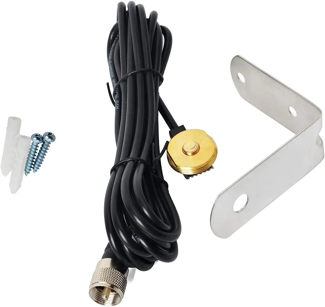 پایه آنتن صندوق عقب UAYESOK NMO، کابل NMO با سوراخ 3/8 اینچ تا 3/4 اینچ به همراه براکت L و کابل کواکسیال RG-58 با PL259 برای رادیو خودرو، رادیو VHF/UHF/CB، آنتن NMO