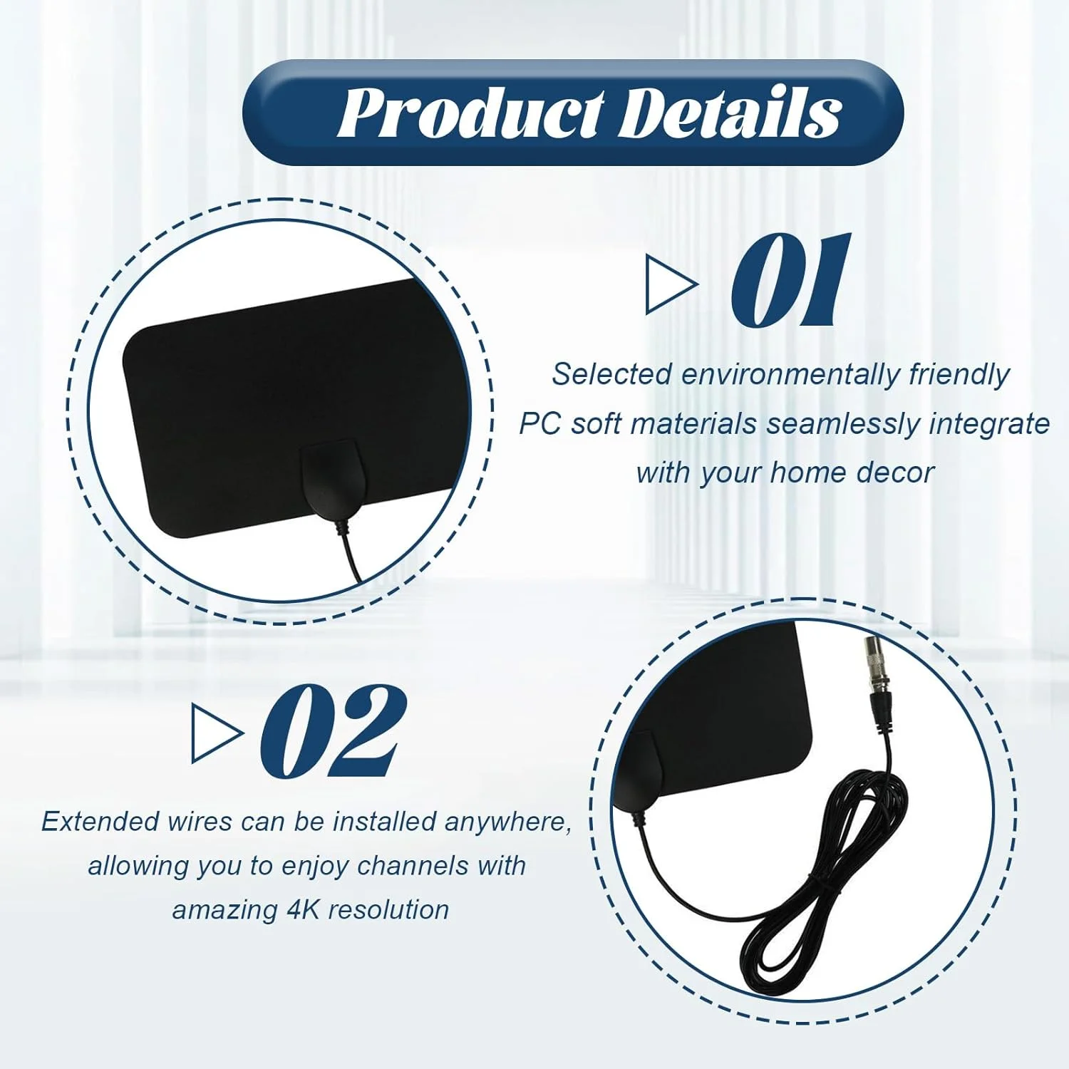 آنتن تلویزیون، آنتن های تلویزیون داخلی با سیگنال قوی انگلستان، آنتن تلویزیون HD فوق العاده نازک 0.8 میلی متری داخلی، دریافت از راه دور 50 مایلی برای کانال های محلی و سایر کانال های رزولوشن