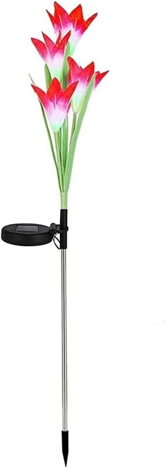 چراغ های حیاط PULTRT LED خورشیدی طرح گل سوسن، چراغ باغی فضای باز با تغییر رنگ، چراغ چمنی شبیه سازی شده ضد آب، دکوراسیون عروسی، نورپردازی محوطه (Hortel)
