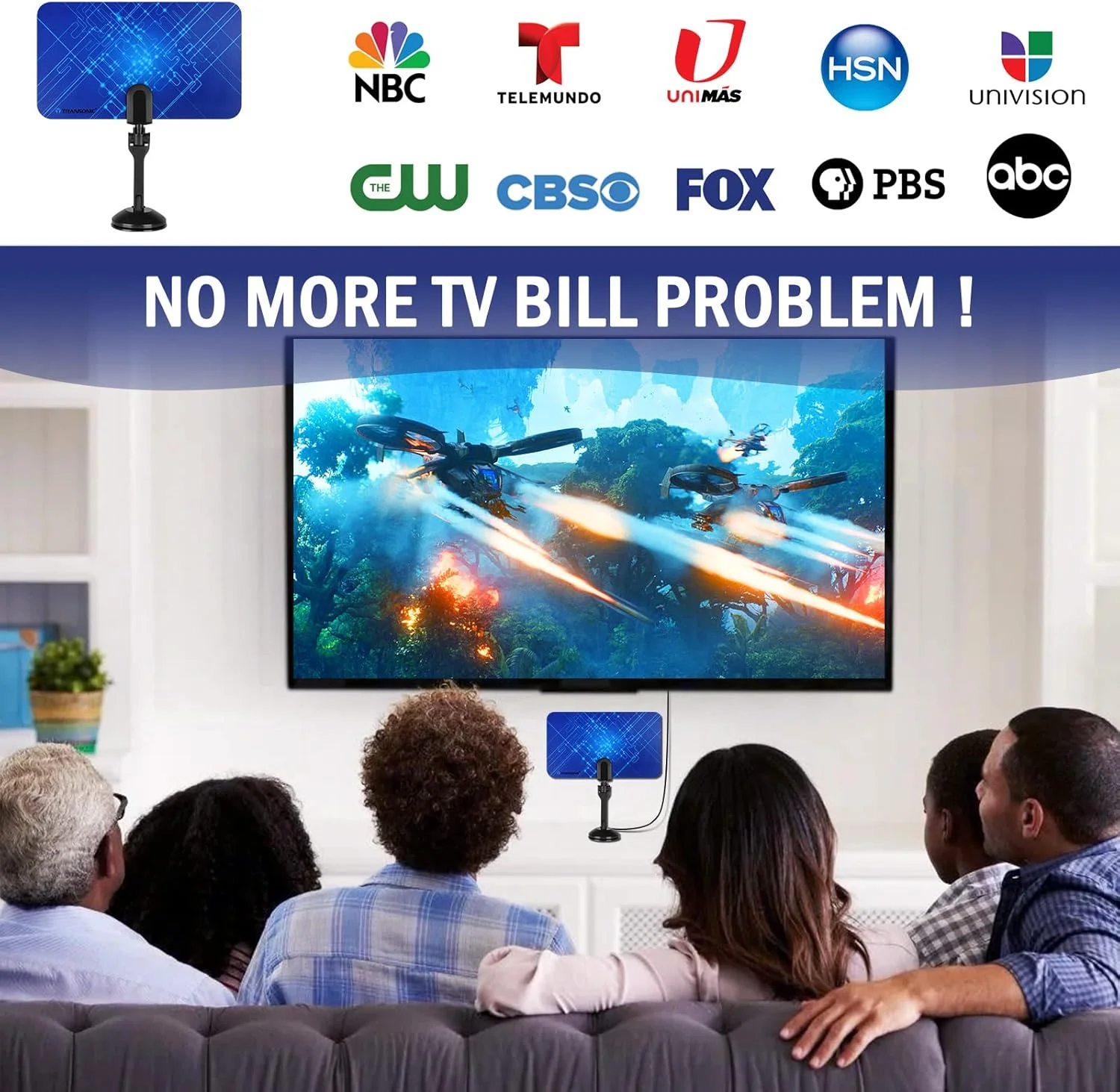 آنتن تلویزیون دیجیتال داخلی تخت T Transonic B100، گیرندگی 360 درجه، پشتیبانی از کانال های HD برای انواع تلویزیون دیجیتال