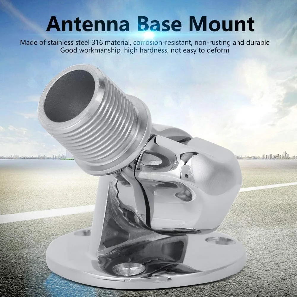 پایه آنتن VHF دریایی Thincol، پایه آنتن جغجغه ای فولاد ضد زنگ 316 با قابلیت تنظیم 180 درجه برای قایق ها و RV