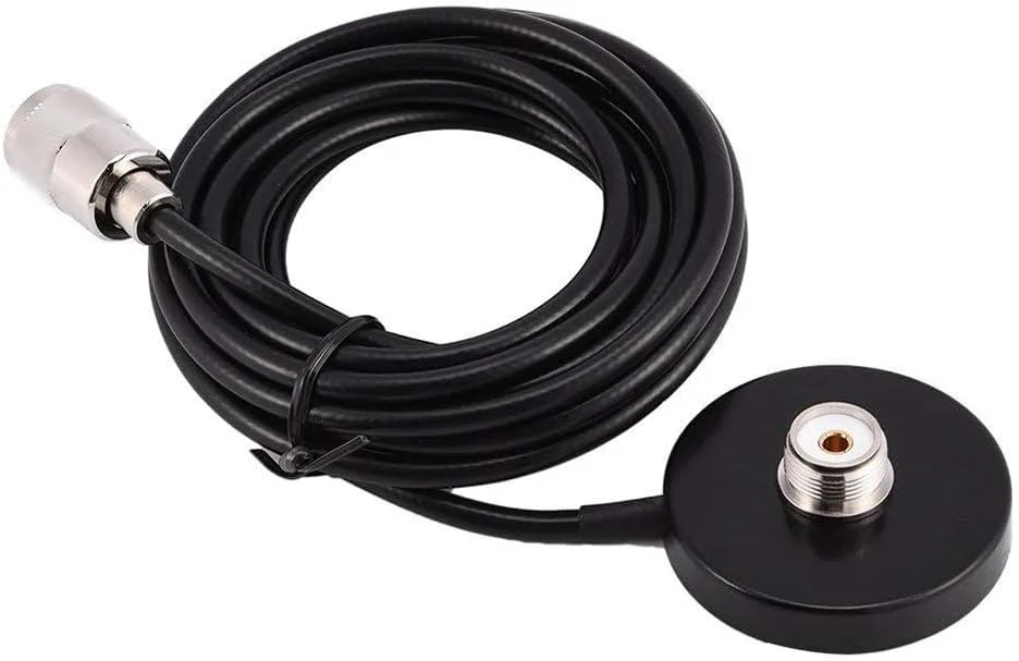پایه مغناطیسی TengKo SO239 با کابل آنتن UHF PL-259 برای سقف یا صندوق عقب خودرو، دارای کانکتور PL259 برای رادیوهای موبایل Yaesu Kenwood Vertex Icom