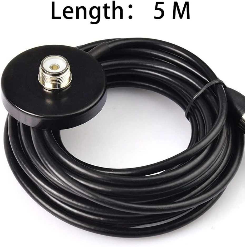 آنتن دو بانده TengKo HH-N2RS UHF VHF 400-470 136-174MHZ به همراه پایه مغناطیسی SO239 و کابل آنتن UHF PL-259 برای سقف یا صندوق عقب خودرو، دارای کانکتور PL259 مناسب برای رادیوهای موبایل