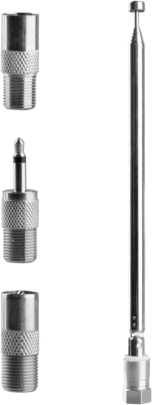 آنتن رادیو FM - آنتن FM برای HiFi تلسکوپی 7 قسمتی 75 اهم کانکتور نر نوع F با 3 آداپتور برای رادیو رومیزی سیستم استریو HiFi AV