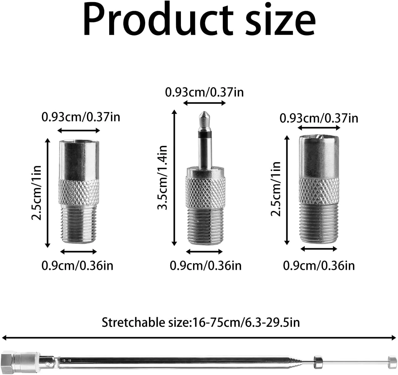 آنتن رادیو FM - آنتن FM برای HiFi تلسکوپی 7 قسمتی 75 اهم کانکتور نر نوع F با 3 آداپتور برای رادیو رومیزی سیستم استریو HiFi AV آنتن رادیو FM - آنتن FM برای HiFi تلسکوپی 7 قسمتی 75 اهم کانکتور نر نوع F با 3 آداپتور برای رادیو رومیزی سیستم استریو HiFi AV