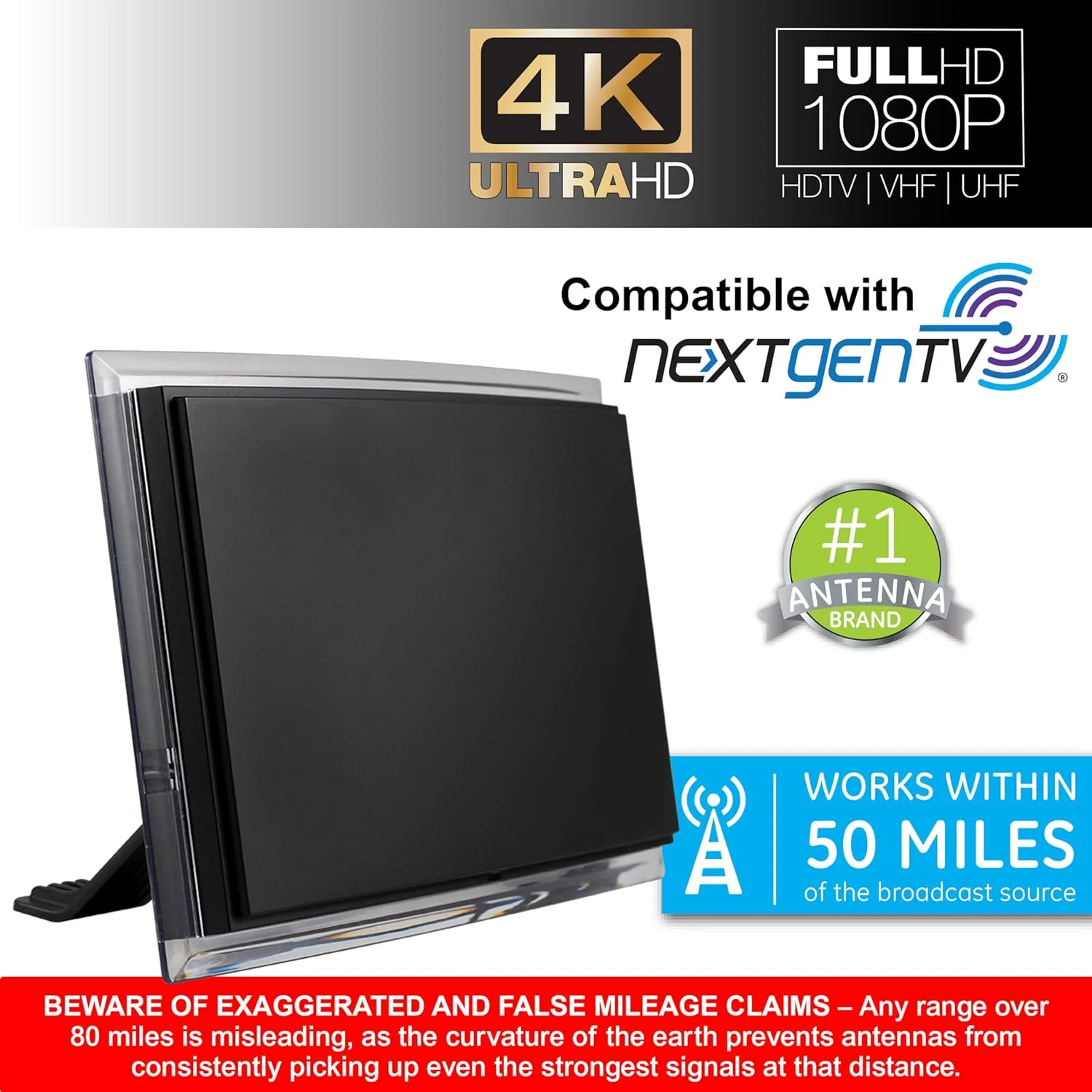 آنتن تلویزیون GE برای تلویزیون هوشمند داخلی، آنتن HD، پشتیبانی از دریافت سیگنال 4K 1080p با تقویت کننده سیگنال، کانال های محلی رایگان، 48732 آنتن تلویزیون GE برای تلویزیون هوشمند داخلی، آنتن HD، پشتیبانی از دریافت سیگنال 4K 1080p با تقویت کننده سیگنال، کانال های محلی رایگان، 48732