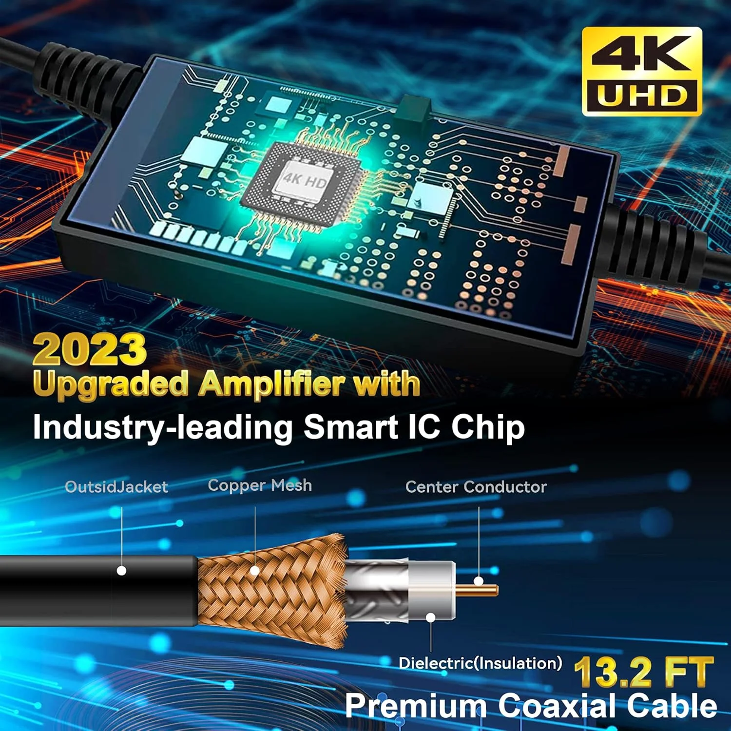 آنتن تلویزیون دیجیتال TCFTT با برد بلند 250+ مایل - آنتن تلویزیون HD تقویت شده داخلی برای تلویزیون رایگان، پشتیبانی از کانال های تلویزیونی محلی 4K 1080P با تقویت کننده و کابل کواکسیال 13 فوتی آنتن تلویزیون دیجیتال TCFTT با برد بلند 250+ مایل - آنتن تلویزیون HD تقویت شده داخلی برای تلویزیون رایگان، پشتیبانی از کانال های تلویزیونی محلی 4K 1080P با تقویت کننده و کابل کواکسیال 13 فوتی