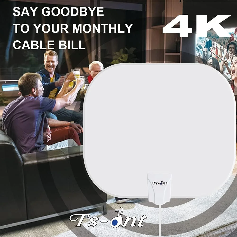 آنتن تلویزیون داخلی تقویت شده دیجیتال Freeview با برد 320 کیلومتر و گیرندگی 360 درجه برای تلویزیون های 4K 1080p و تلویزیون های قدیمی و هوشمند - تقویت کننده سیگنال آنتن تلویزیون با بهره بالا - کابل کواکسیال 5 متری