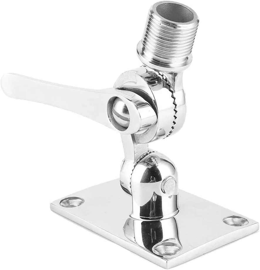 پایه دکل آنتن وی اچ اف استیل ضد زنگ، دو محوره، قابل تنظیم برای قایق دریایی با رزوه 1-14 اینچ