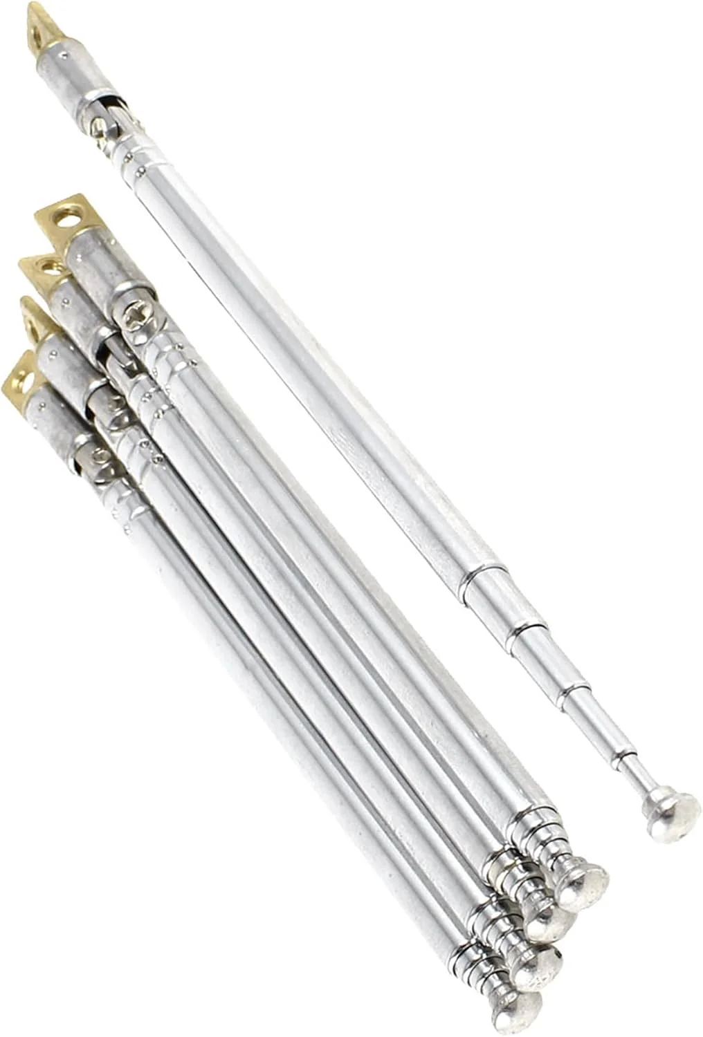 آنتن تلسکوپی یونیورسال Sourcingmap، 180 درجه، طول 11 تا 32 سانتی متر، 5 بخش، گیرنده کنترل هوایی برای تجهیزات رادیویی AM FM، تلویزیون، نقره ای، 5 عدد استیل ضد زنگ