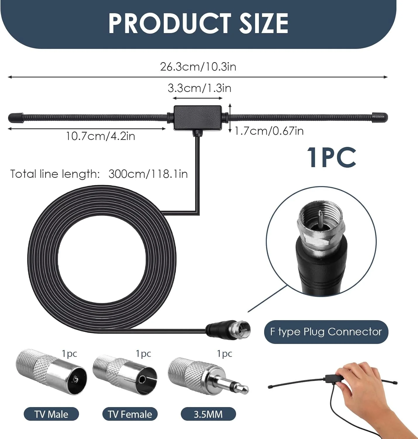 آنتن رادیویی FM خودرو با عملکرد بالا SRLWMYI Dab به همراه کابل افزایش طول 3 متری: دریافت استریو فوق‌العاده حساس برای سیستم‌های سینمای خانگی، سیستم‌های Hi-Fi و گیرنده‌های صوتی داخلی