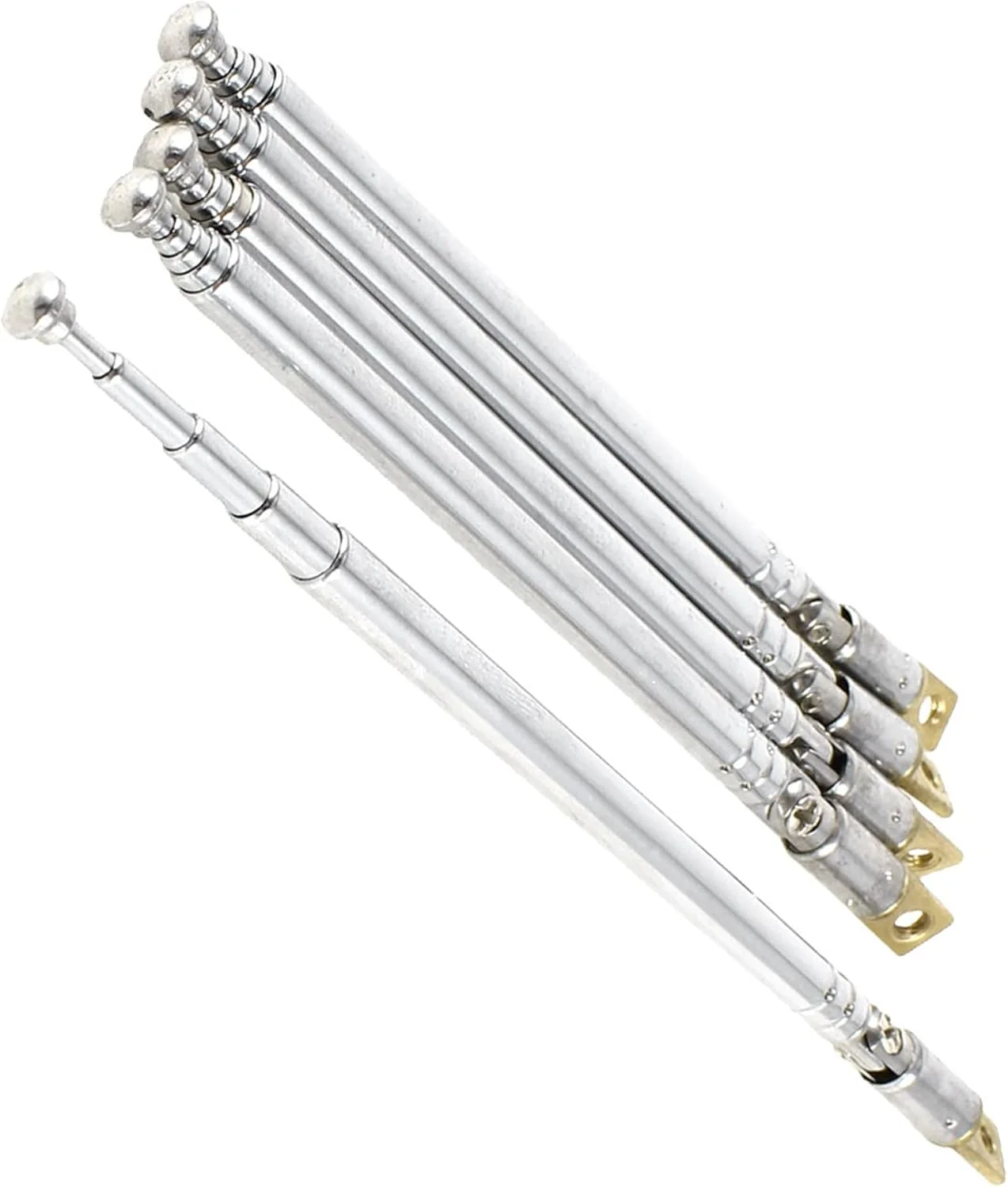 آنتن تلسکوپی یونیورسال Sourcingmap، 180 درجه، طول 11 تا 32 سانتی متر، 5 بخش، گیرنده کنترل هوایی برای تجهیزات رادیویی AM FM، تلویزیون، نقره ای، 5 عدد استیل ضد زنگ