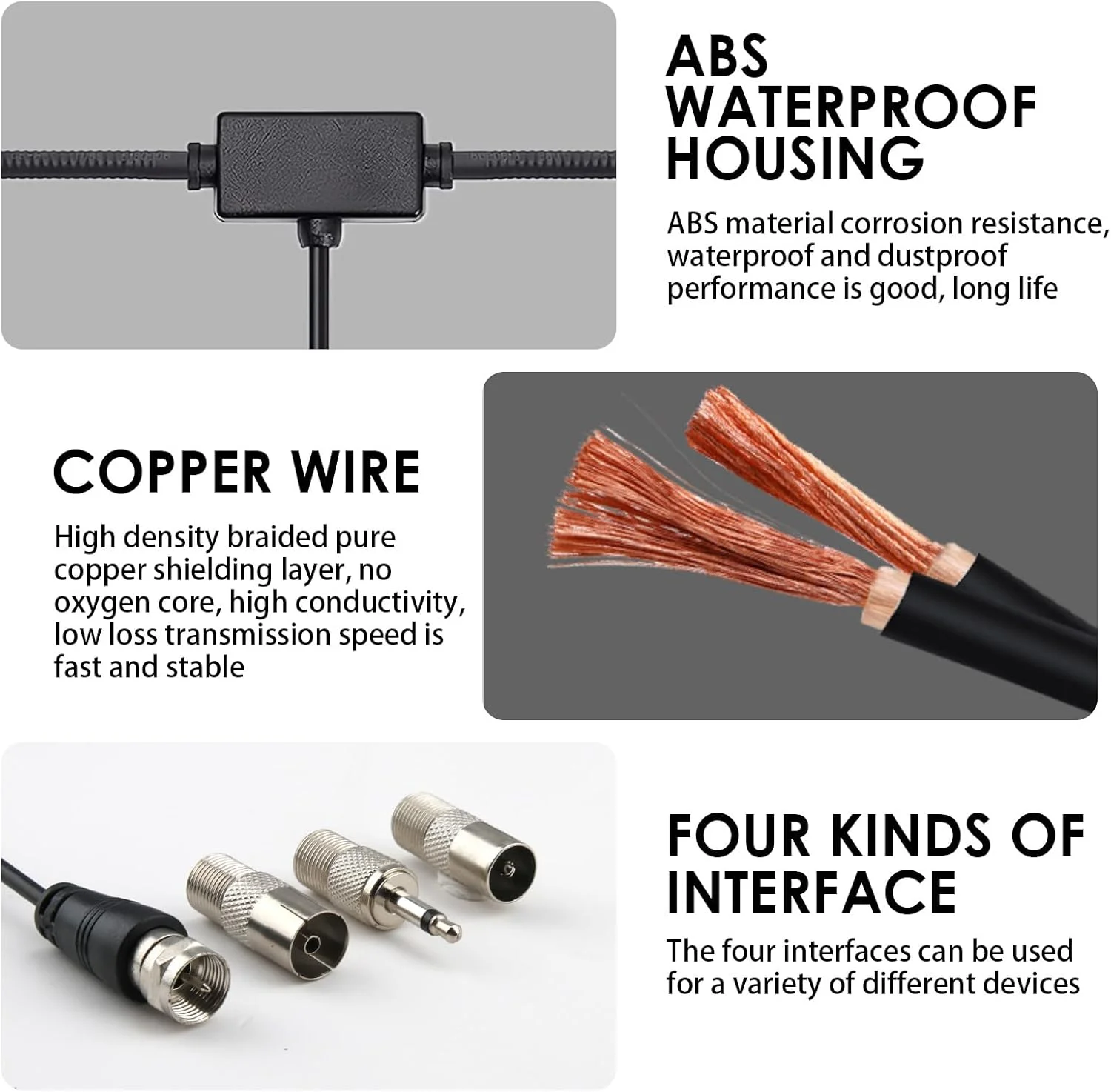 آنتن رادیویی FM خودرو با عملکرد بالا SRLWMYI Dab به همراه کابل افزایش طول 3 متری: دریافت استریو فوق‌العاده حساس برای سیستم‌های سینمای خانگی، سیستم‌های Hi-Fi و گیرنده‌های صوتی داخلی