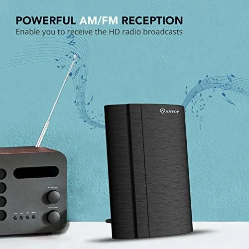 آنتن تقویت شده AM/FM آنتوپ، آنتن رادیویی داخلی برای سیگنال های صوتی رادیویی استریو جهانی گیرنده پخش RF، AT-212FM