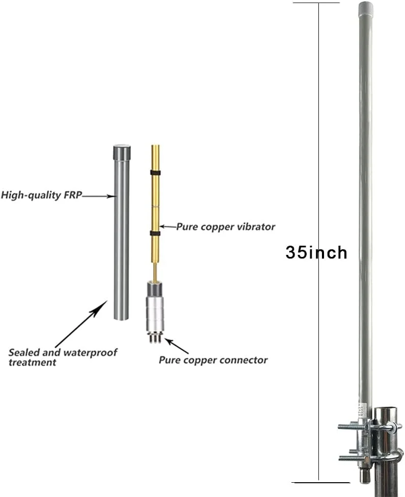 آنتن هلیوم Bobcat HNT هات‌اسپات Lora LoT سیگنال پلاس 868/915 مگاهرتز 10dbi 35.4 اینچ + کابل 32.8 فوت SMA/RP-SMA
