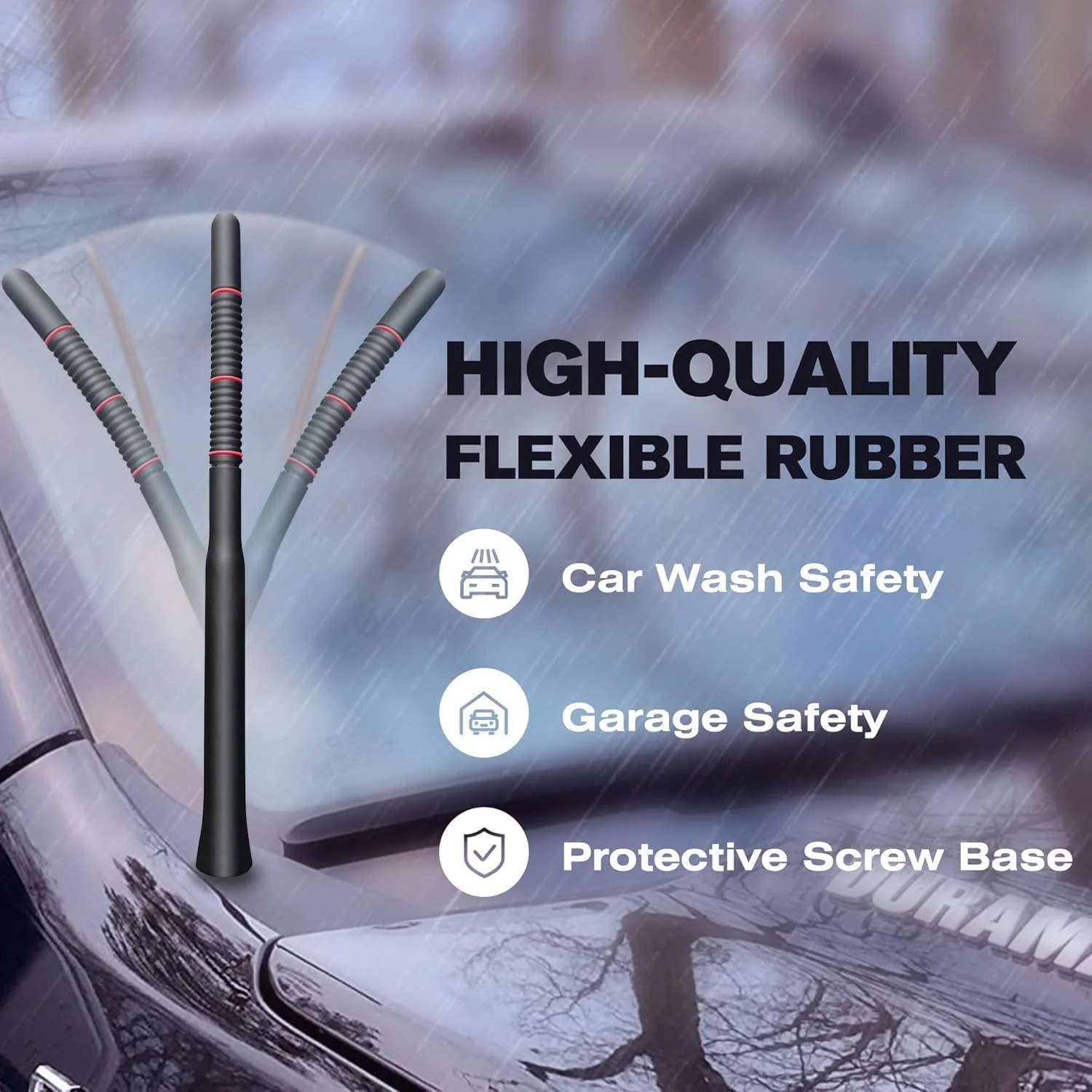 کیت آنتن کوتاه لاستیکی 10 اینچی یونیورسال - ضد کارواش، نصب آسان، تقویت گیرندگی با سیم پیچ مسی، رزوه استیل ضد زنگ، انعطاف پذیر و بادوام مناسب برای اتومبیل، کامیون و SUV