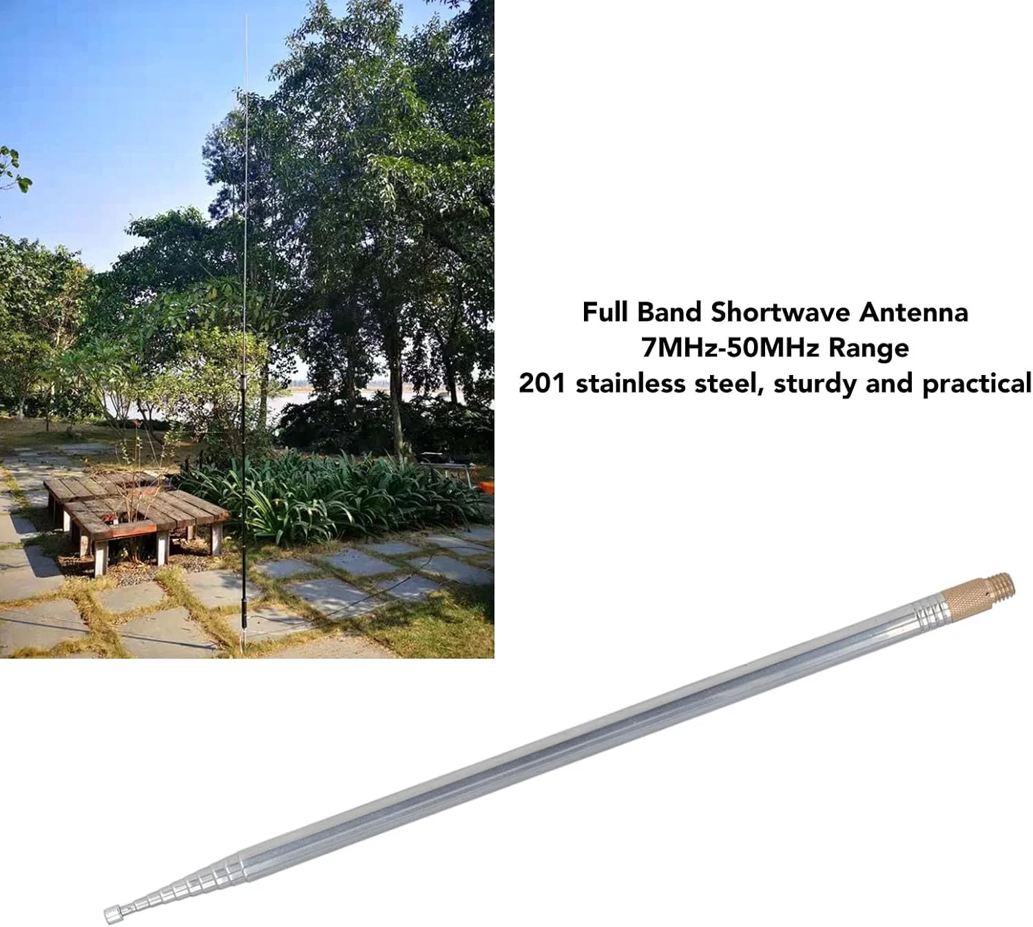 آنتن موج کوتاه فولاد ضد زنگ 201 تلسکوپی 10 قسمتی به طول 2.5 متر برای ارتباطات موج کوتاه