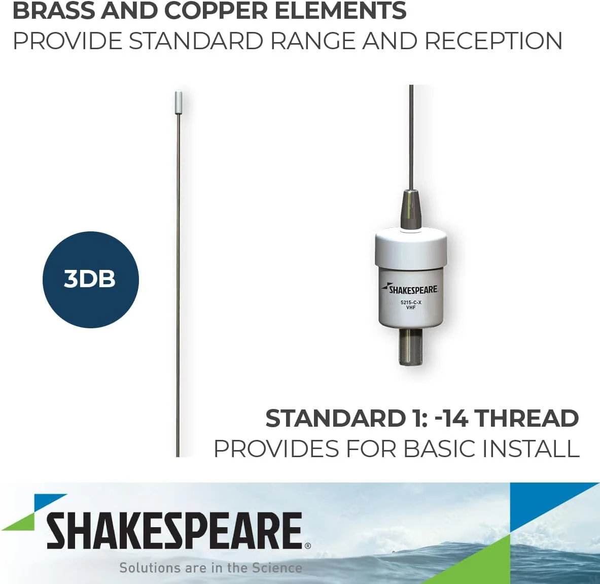 آنتن VHF شکسپیر مدل 5215-C-X با طول 3 فوت، سفید