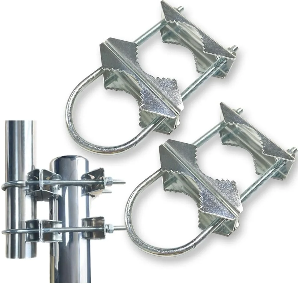 براکت بست U-Bolt دوتایی Sactulaz برای آداپتور میله نصب آنتن استارلینک، نصب ریل نردبان RV، کیت های نصب ریل لوله چتر آنتن دکل جهانی Yagi/WiFi/DivecTv/Lora/CB Ham، 2 عدد