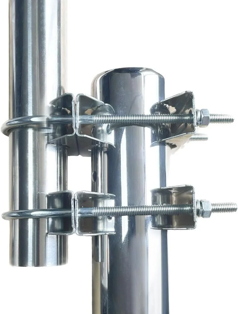 براکت بست U-Bolt دوتایی Sactulaz برای آداپتور میله نصب آنتن استارلینک، نصب ریل نردبان RV، کیت های نصب ریل لوله چتر آنتن دکل جهانی Yagi/WiFi/DivecTv/Lora/CB Ham، 2 عدد
