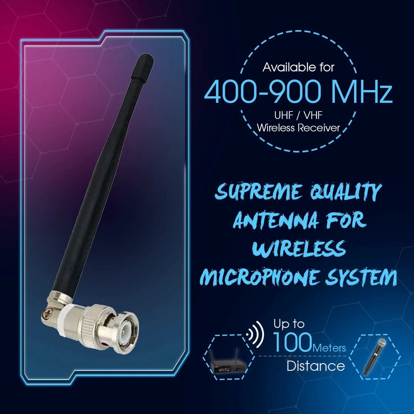 آنتن RK UHF سازگار با SLXD4 و گیرنده‌های میکروفون بی‌سیم جهانی با اتصال BNC موج 1/4 (بسته 2 عددی)