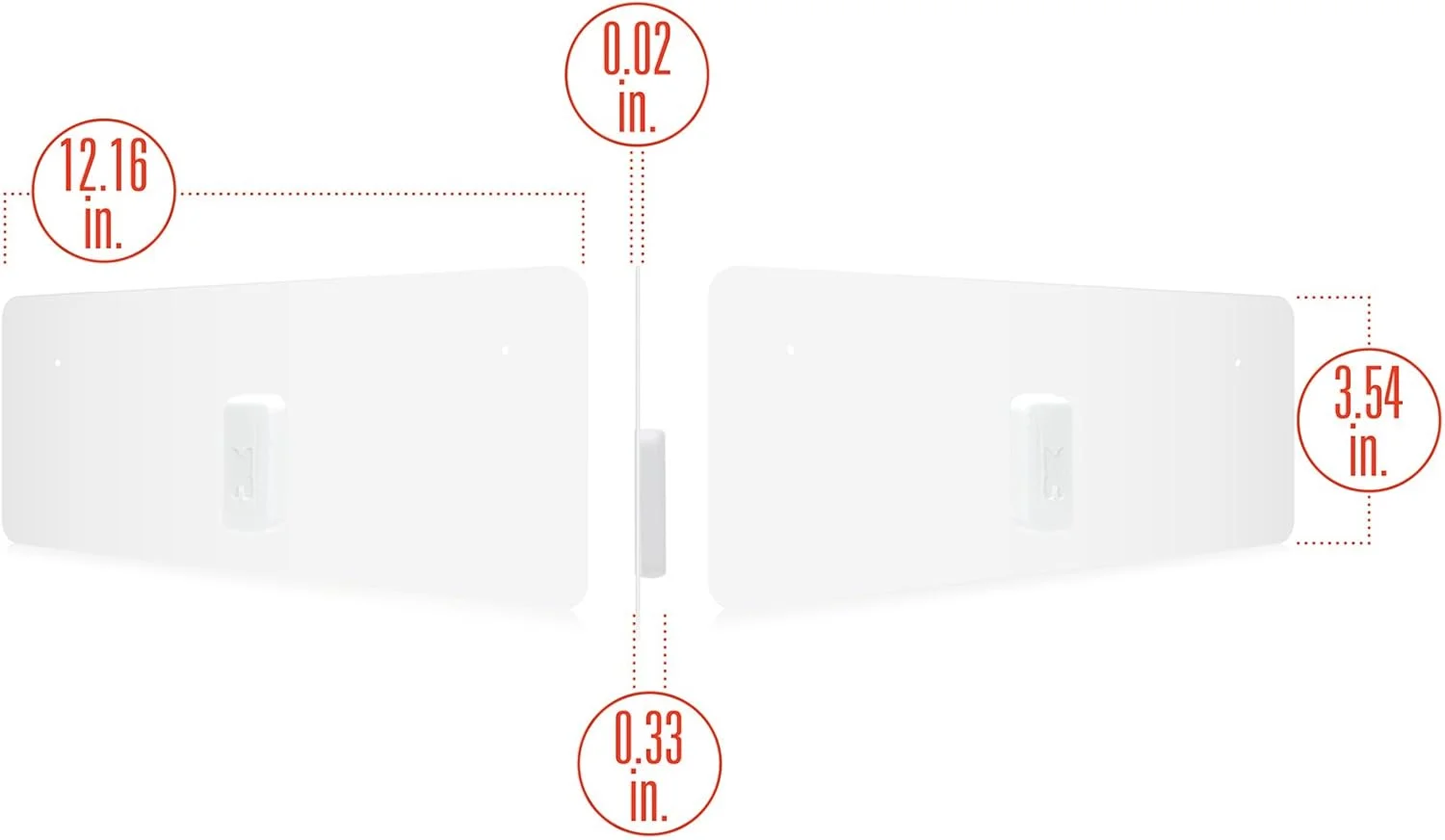 آنتن فوق العاده نازک کاغذی داخلی تلویزیون HD مدل RGTech Monarch 40 سفید - برد واقعی 40 مایل، دریافت چند جهته، فناوری UWB و فیلتر 4G برای حداکثر تیونر تلویزیون UHF/VHF/FM/USB/DVB-T/DAB