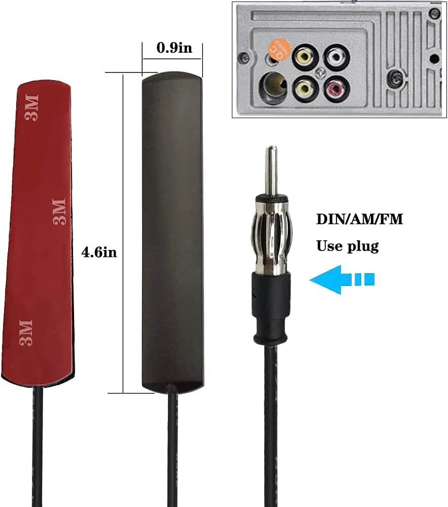 آنتن خودرو RedYutou، آنتن رادیویی AM FM چسبی مخفی برای خودرو، کامیون، طول 3 متر