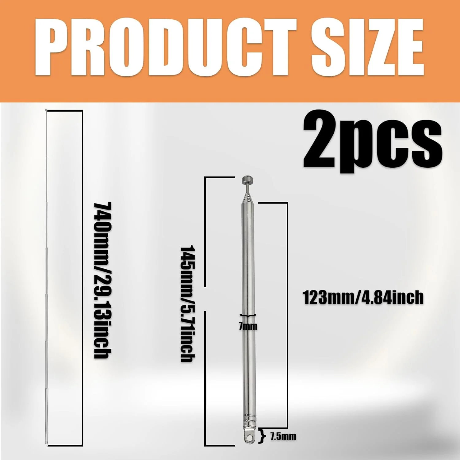 آنتن رادیویی جایگزین 2 عددی، آنتن تلسکوپی 7 قسمتی 74 سانتی متری FM، جایگزین آنتن رادیویی قابل حمل