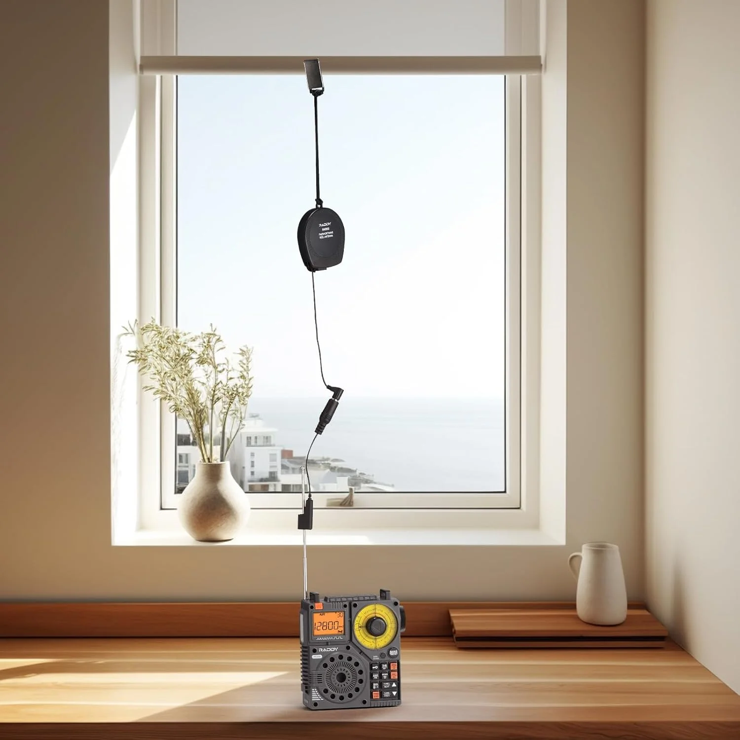 آنتن قرقره ای موج کوتاه/FM رادیویی Raddy SW002، آنتن خارجی 7.2 متری برای افزایش دریافت سیگنال، سازگار با تمام رادیوهای SW، RF919، RF320، RF750، RF757، RF75A، RF886، RF206، RE40، DSP2