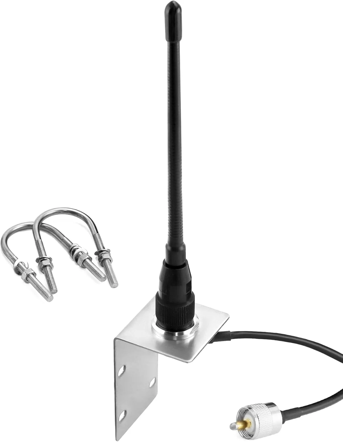 آنتن دریایی VHF کیورک، ساختار لاستیکی بادوام، سخت افزار استیل ضد زنگ برای قایق ها و کشتی های تفریحی، بهره 2dBi با فرکانس 156-163 مگاهرتز، ظرفیت توان 50 وات با کابل کواکسیال RG58 به طول 16.4 فوت