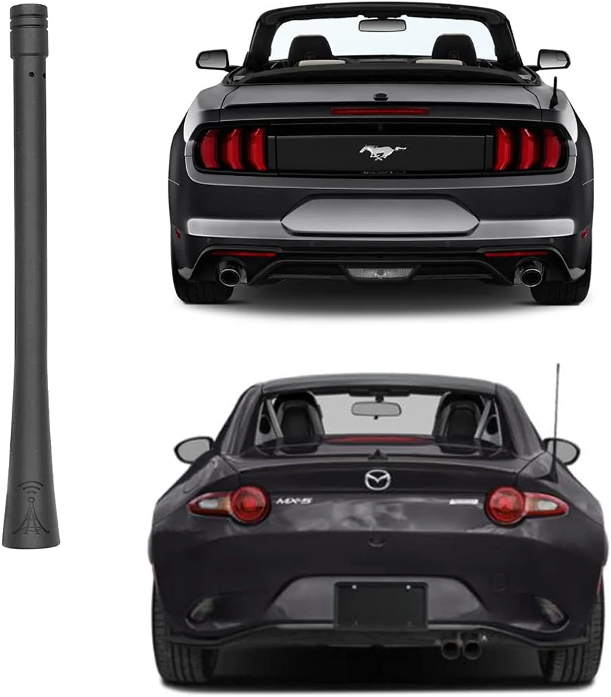 آنتن کوتاه شیک سازگار با فورد موستانگ (1994-2021) و مزدا میاتا MX-5 (1992-2021)، آنتن رادیویی کوتاه 6 اینچی AM FM، ضد کارواش، میله آنتن لاستیکی انعطاف پذیر