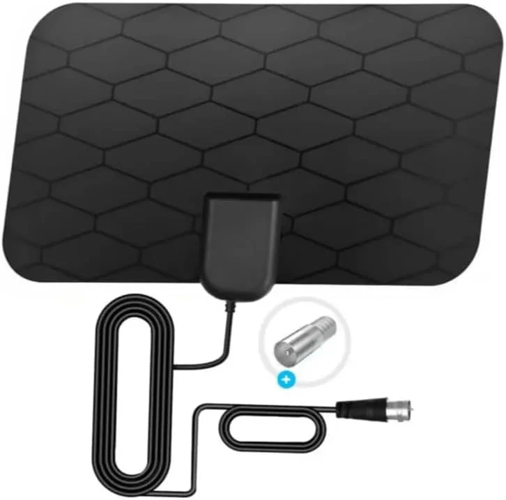 آنتن دیجیتال تلویزیون HD 5G | برد 200+ مایل، 4K 1080P VHF(470-860MHz) UHF | امپدانس 75 اهم برای تلویزیون هوشمند - تقویت کننده سیگنال، HDTV برای کانال های محلی رایگان - طول 3 متر