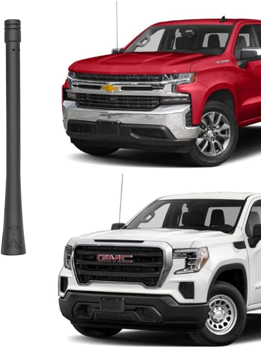 آنتن کوتاه شیک سازگار با شورلت سیلورادو، کلرادو و جی‌ام‌سی سیرا، کنیون، مناسب برای تمام کامیون‌ها، آنتن رادیویی کوتاه 6 اینچی AM FM، ضد کارواش، میله آنتن لاستیکی انعطاف‌پذیر