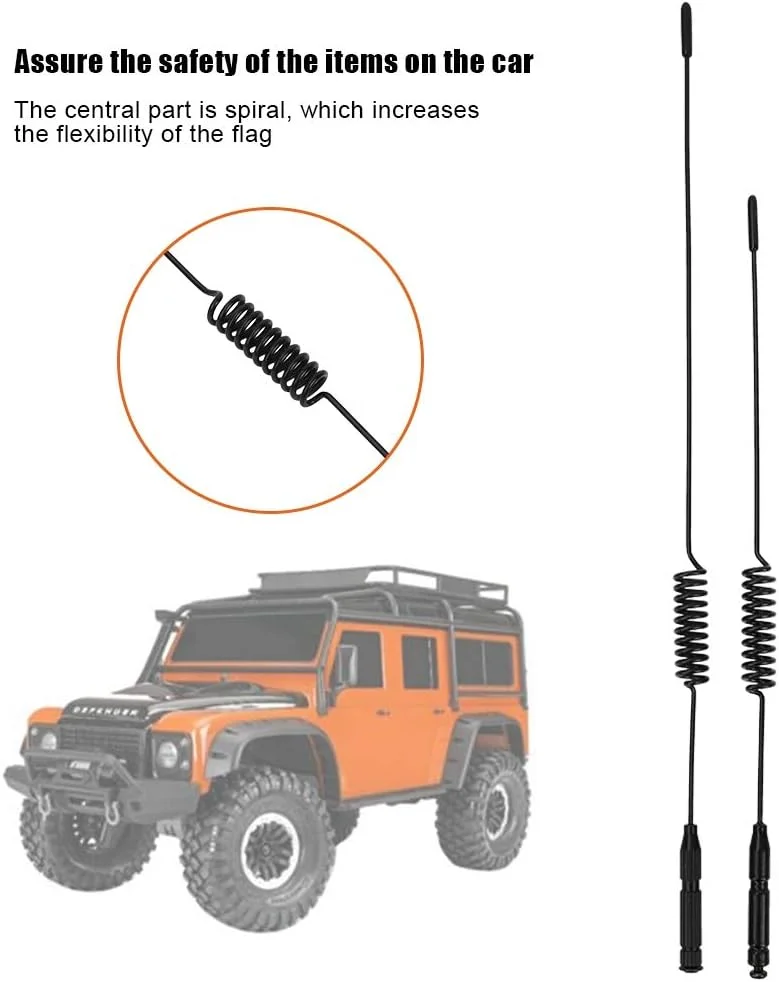 آنتن تزئینی پرچمی، آنتن ماشین صخره نوردی RC مدل L29cm شبیه سازی خط سیگنال با پرچم برای لوازم جانبی مدل ماشین SCX10 9004 (طول میله سیگنال + کوتاه)