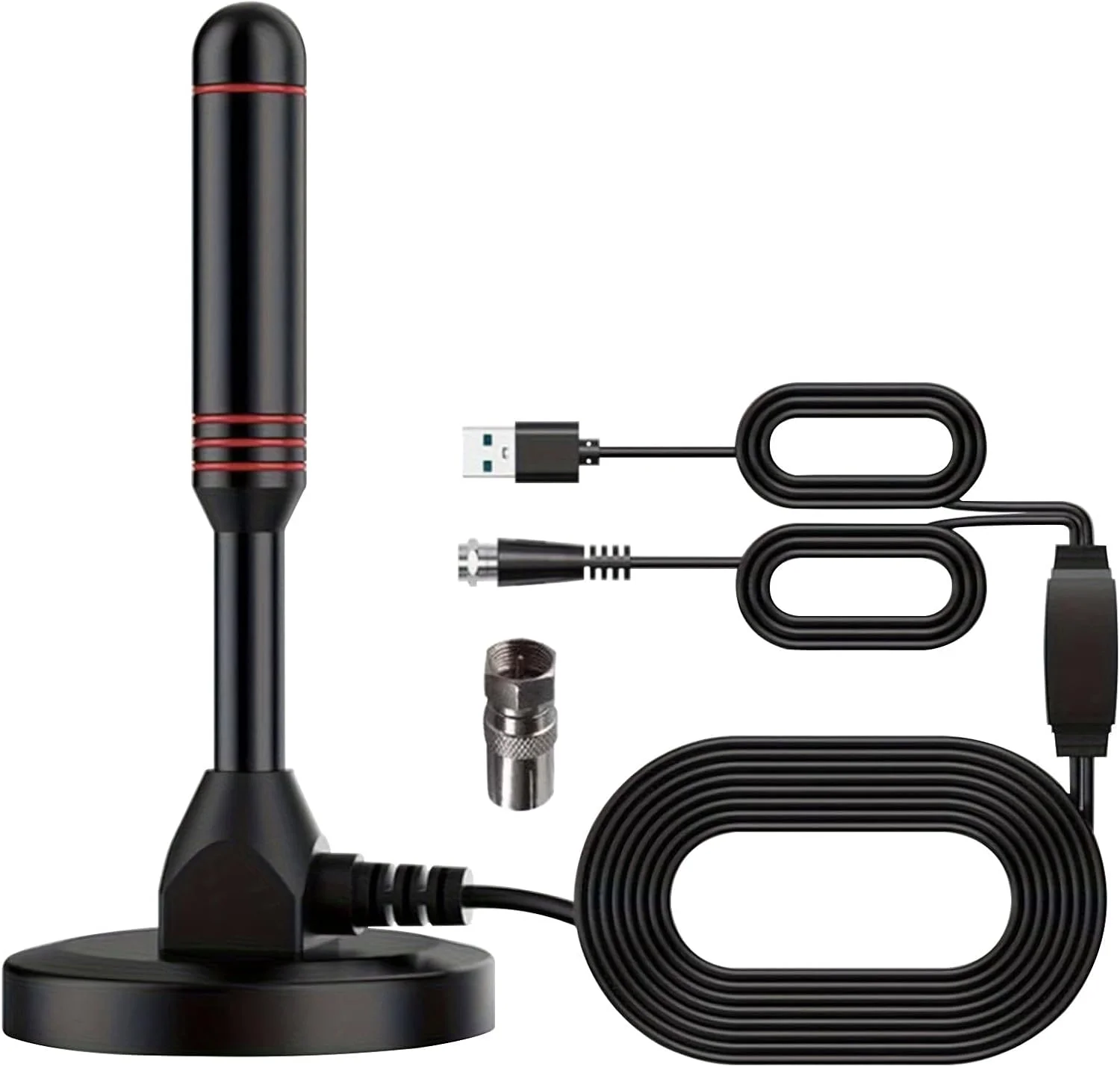 آنتن تلویزیون قابل حمل داخلی/خارجی با پایه مغناطیسی، گیرندگی 360 درجه آنتن تلویزیون دیجیتال Freeview با بهره بالا