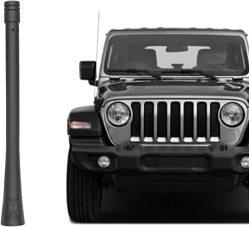 آنتن کوتاه شیک سازگار با جیپ رانگلر TJ JK JKU JL JLU و جیپ گلادیاتور JT تمام مدل ها، آنتن رادیویی کوتاه 6 اینچی AM FM، ضد کارواش، میله آنتن لاستیکی انعطاف پذیر