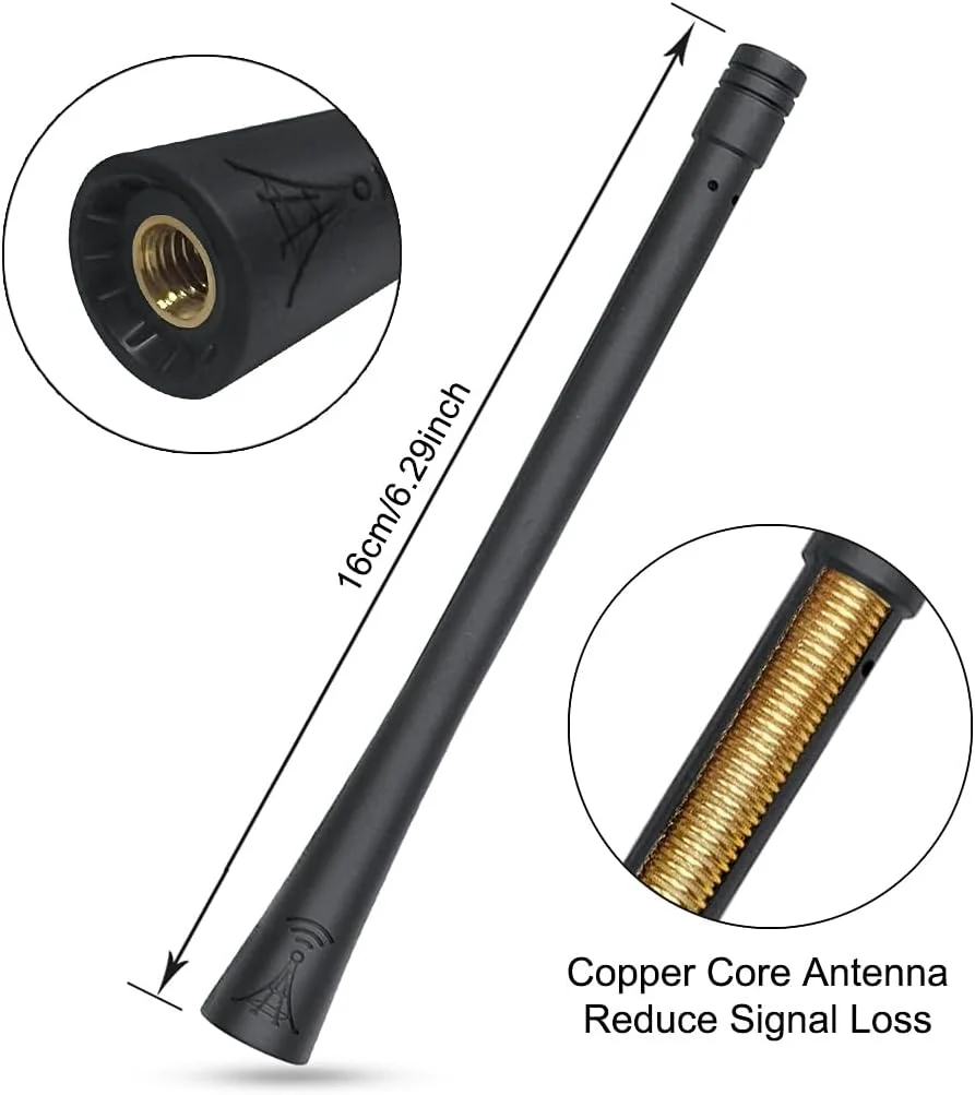 آنتن کوتاه شیک سازگار با جیپ رانگلر TJ JK JKU JL JLU و جیپ گلادیاتور JT تمام مدل ها، آنتن رادیویی کوتاه 6 اینچی AM FM، ضد کارواش، میله آنتن لاستیکی انعطاف پذیر