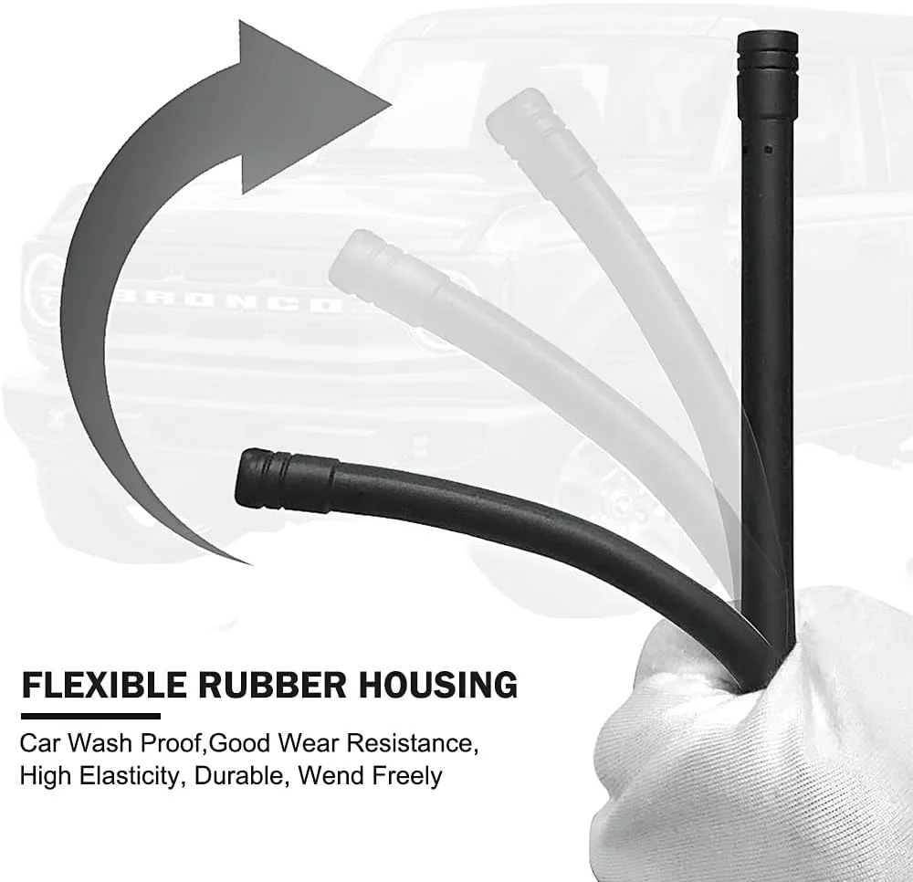 آنتن کوتاه شیک سازگار با جیپ رانگلر TJ JK JKU JL JLU و جیپ گلادیاتور JT تمام مدل ها، آنتن رادیویی کوتاه 6 اینچی AM FM، ضد کارواش، میله آنتن لاستیکی انعطاف پذیر