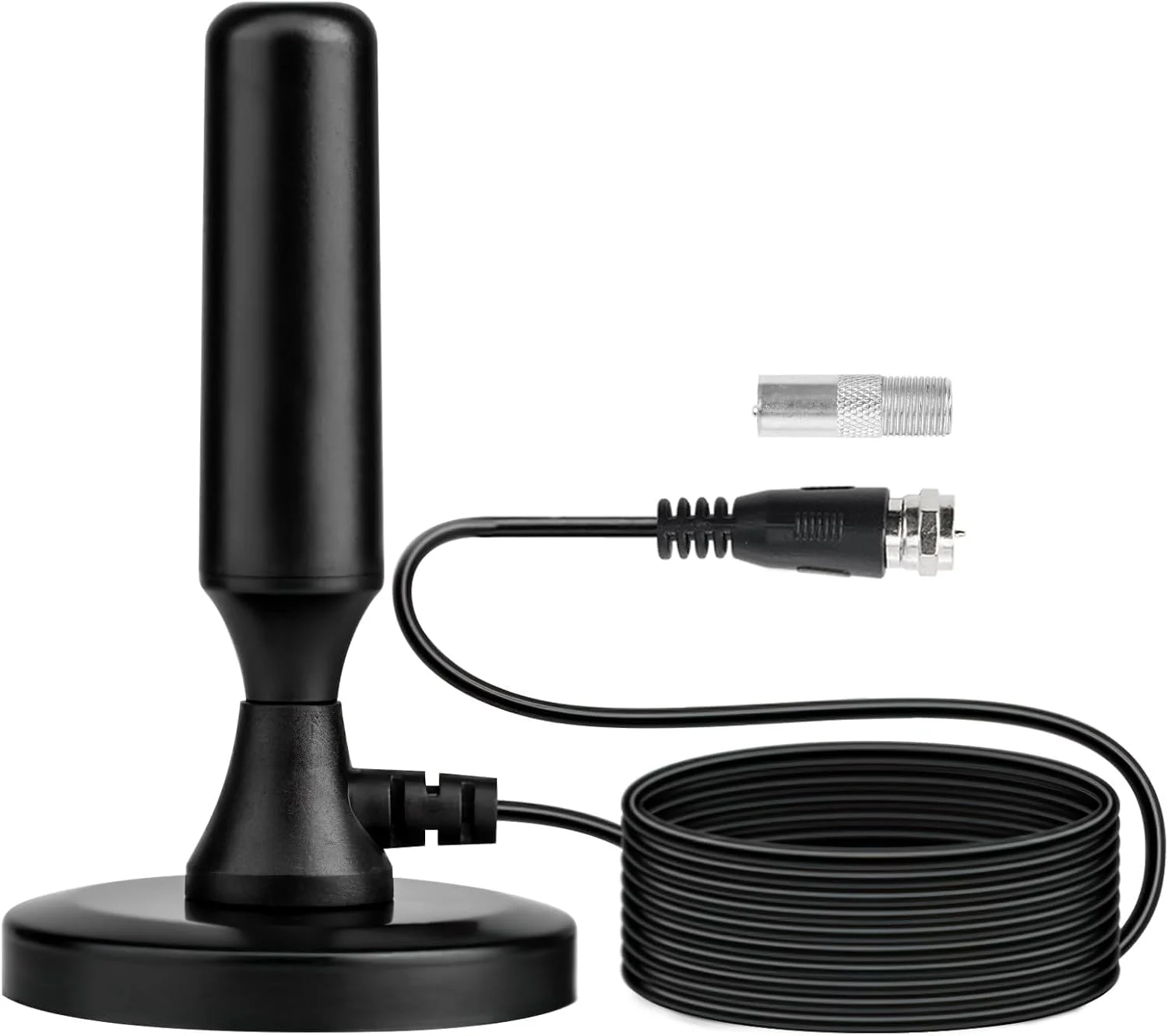 آنتن تلویزیون داخلی، آنتن های تلویزیون داخلی قابل حمل با پایه مغناطیسی، برد بلند 280+ مایل 360 درجه همه جهته با بهره بالا، آنتن دیجیتال Freeview 4K 1080P، ایده آل برای خانه، RV، کاروان، دریایی (5 متر)